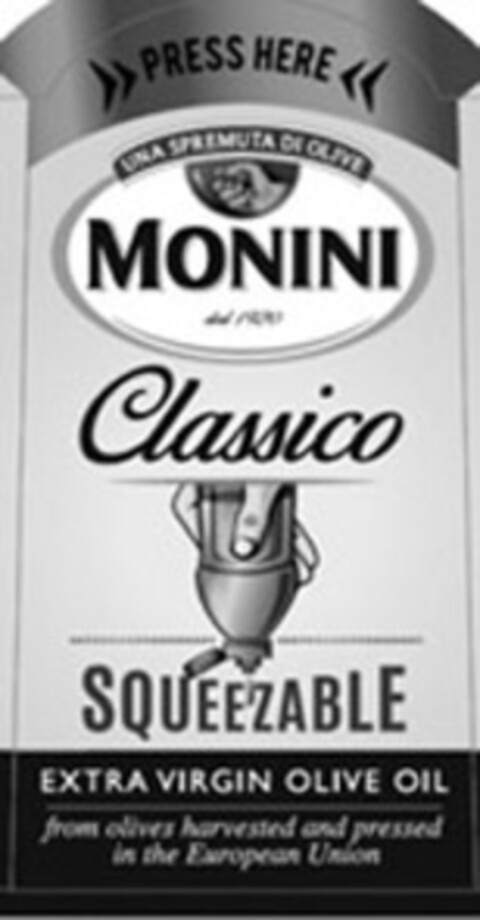 UNA SPREMUTA DI OLIVE MONINI dal 1920 Classico SQUEEZABLE EXTRA VIRGIN OLIVE OIL Logo (EUIPO, 10.03.2016)