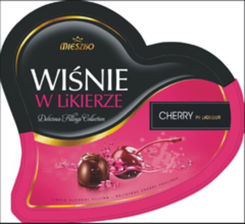 MIESZKO WIŚNIE W LIKIERZE Delicious Fillings Collection Cherry in Liquer Liquid alcohol filling Delicious cherry pralines Logo (EUIPO, 25.03.2010)