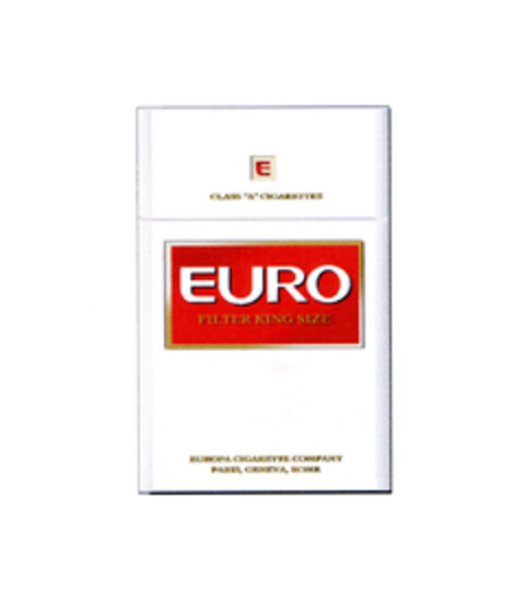 EURO FILTER KING SIZE E CLASS "A" CIGARETTES EUROPA CIGARETTE COMPANY PARIS, GENEVA, ROME Logo (EUIPO, 14.04.2005)