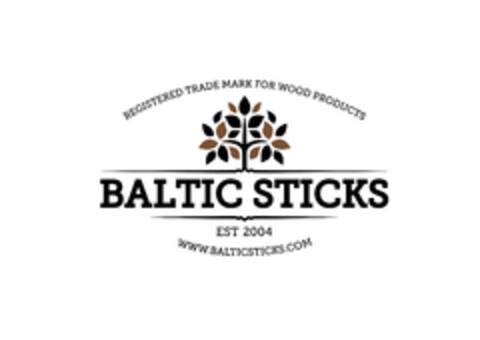 REGISTERED TRADE MARK FOR WOOD PRODUCTS BALTIC STICKS EST 2004 WWW.BALTICKSTICKS.COM Logo (EUIPO, 24.01.2014)