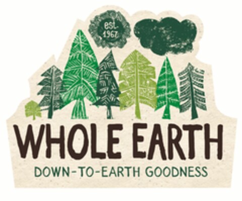 est. 1967 WHOLE EARTH DOWN-TO-EARTH GOODNESS Logo (EUIPO, 27.03.2015)