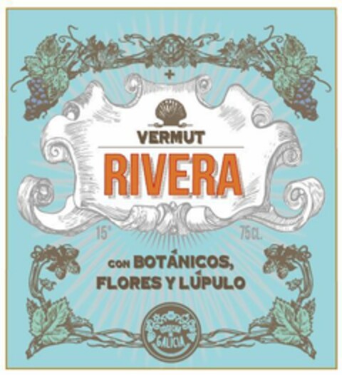 VERMUT RIVERA CON BOTÁNICOS, FLORES Y LÚPULO COSECHA DE GALICIA Logo (EUIPO, 22.11.2018)