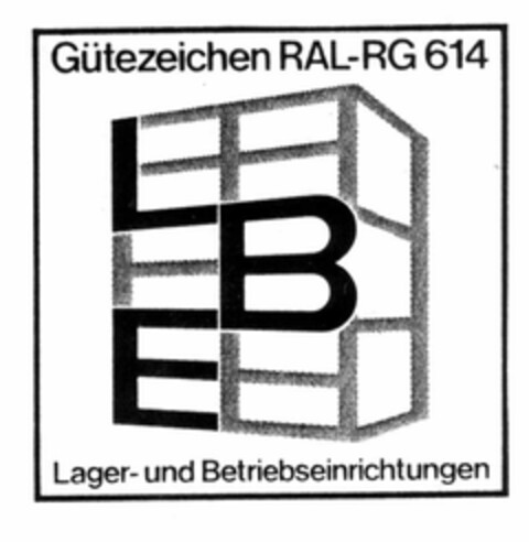 Gütezeichen RAL-RG 614 LBE Lager-und Betriebseinrichtungen Logo (EUIPO, 31.07.1997)