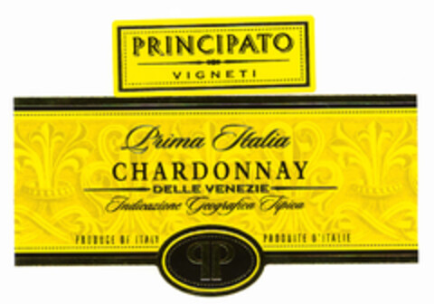 Prima Italia CHARDONNAY DELLE VENEZIE PRINCIPATO VIGNETI Logo (EUIPO, 09/06/2004)