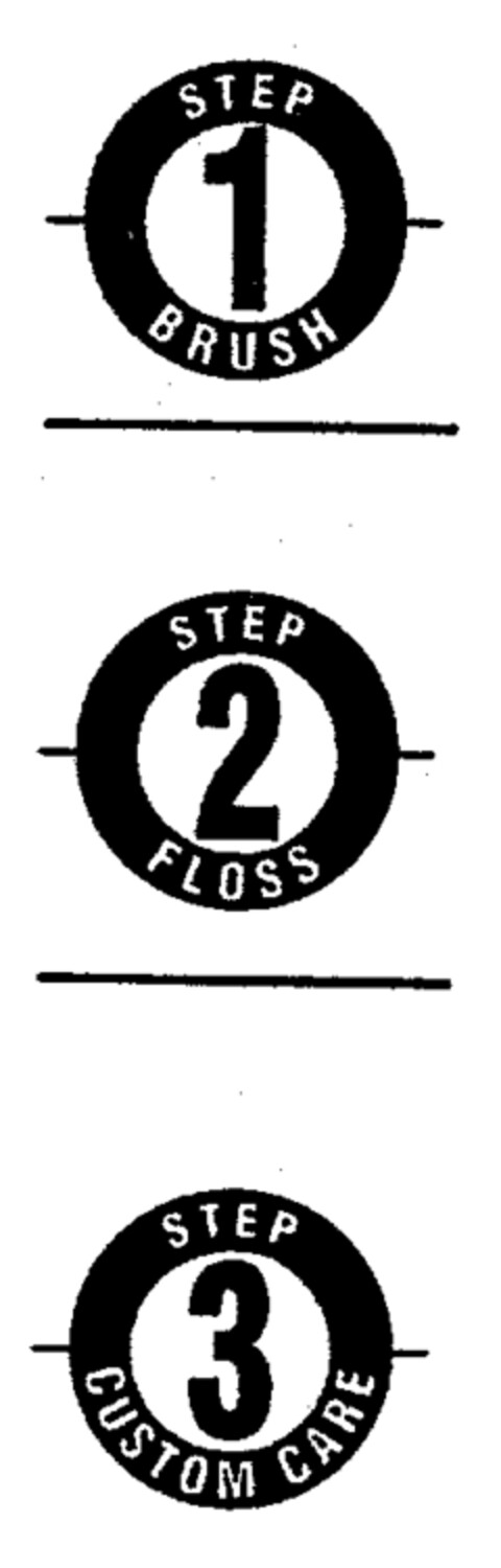 STEP 1 BRUSH STEP 2 FLOSS STEP 3 CUSTOM CARE Logo (EUIPO, 10/17/2001)