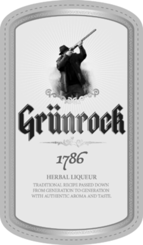 GRÜNROCK Herbal Liqueur 1786 Traditional Recipe Passed Down from Generation to Generation with Authentic Aroma and Taste Logo (EUIPO, 08/02/2017)