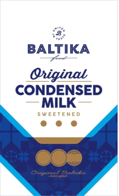 B BALTIKA food Original CONDENSED MILK SWEETENED Original Baltika rесіре Logo (EUIPO, 05/31/2024)