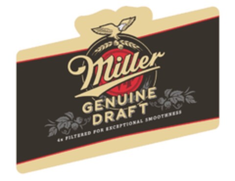 Miller GENUINE DRAFT 4 x FILTERED FOR EXCEPTIONAL SMOOTHNESS Logo (EUIPO, 28.03.2019)