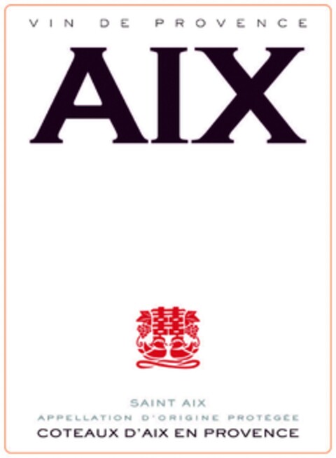AIX VIN DE PROVENCE SAINT AIX APPELLATION D'ORIGINE PROTÉGÉE COTEAUX D'AIX EN PROVENCE Logo (EUIPO, 11/26/2019)