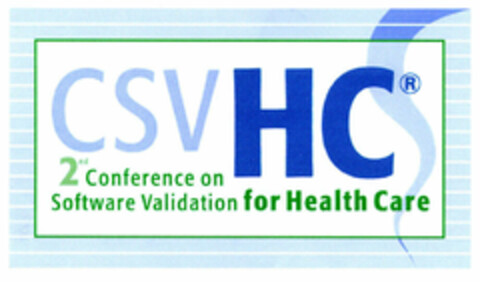 CSVHC 2nd Conference on Software Validation for Health Care Logo (EUIPO, 25.10.2001)