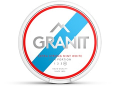 GRANIT EXTRA STRONG MINT WHITE SUM PORTION 1 2 3 4 SOLID QUALITY SINCE 1835 Logo (EUIPO, 08/08/2019)