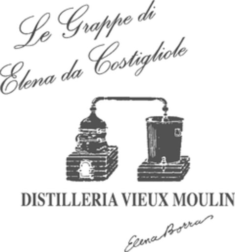 LE GRAPPE DI ELENA DA COSTIGLIOLE DISTILLERIA VIEUX MOULIN ELENA BORRA Logo (EUIPO, 15.11.2013)