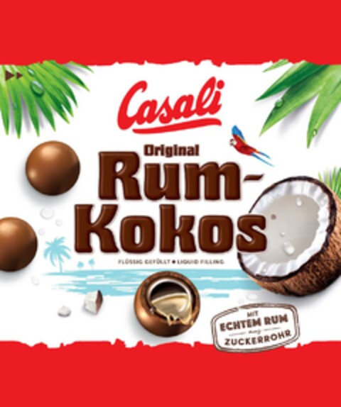 Casali Original Rum-Kokos FLÜSSIG GEFÜLLT LIQUID FILLING MIT ECHTEM RUM aus ZUCKERROHR Logo (EUIPO, 14.03.2023)