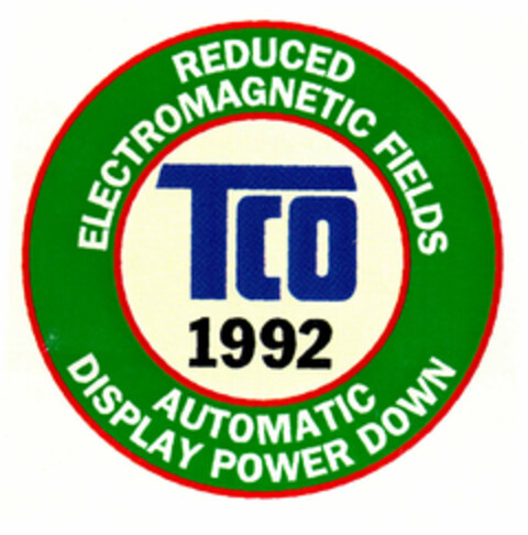 TCO 1992 REDUCED ELECTROMAGNETIC FIELDS AUTOMATIC DISPLAY POWER DOWN Logo (EUIPO, 02/28/2000)