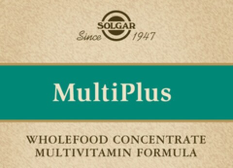 SOLGAR Since 1947 MultiPlus WHOLEFOOD CONCENTRATE MULTIVITAMIN FORMULA Logo (EUIPO, 27.02.2015)