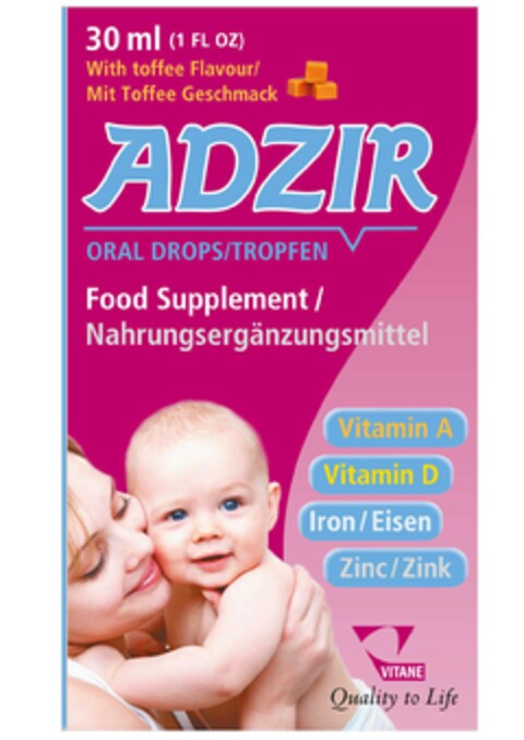 ADZIR ORAL DROPS/TROPFEN VITANE Logo (EUIPO, 31.01.2020)