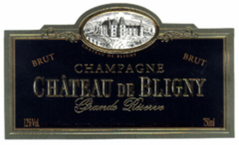 CHÂTEAU DE BLIGNY BRUT CHAMPAGNE BRUT CHÂTEAU DE BLIGNY Grande Réserve 12%Vol. 750ml Logo (EUIPO, 01.10.1999)