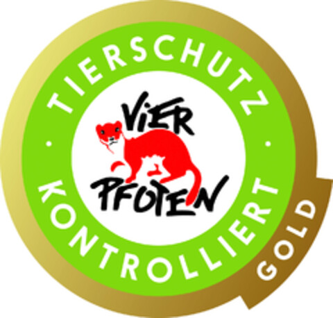 VIER PFOTEN TIERSCHUTZ KONTROLLIERT GOLD Logo (EUIPO, 17.01.2019)