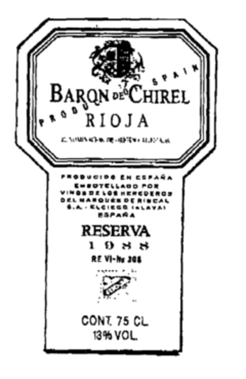 BARON DE CHIREL Logo (EUIPO, 12.09.1996)