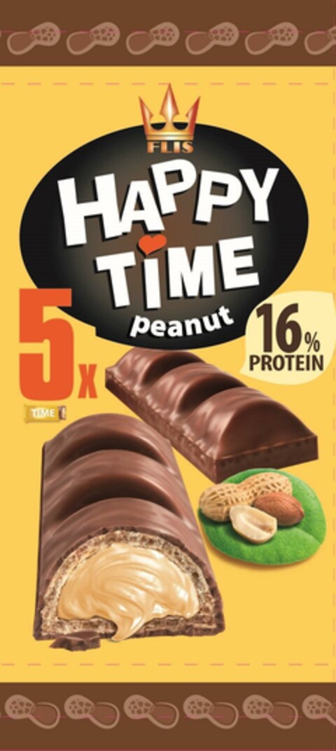 FLIS HAPPY TIME peanut 5x 16 % PROTEIN Logo (EUIPO, 04/05/2023)