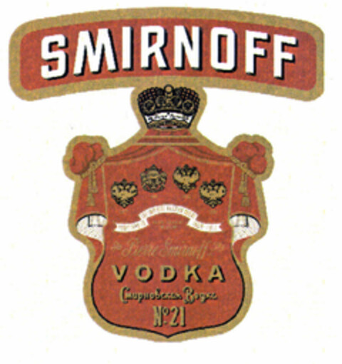 SMIRNOFF Ste Pierre Smirnoff Fils VODKA Nº21 Logo (EUIPO, 28.01.2000)