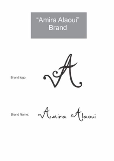 "Amira Alaoui" Brand Brand logo: A Brand Name: Amira Alaoui Logo (EUIPO, 13.06.2013)