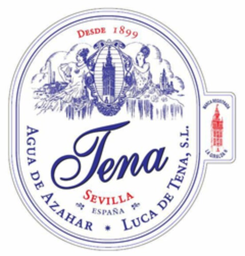 Tena agua de azahar, luca de tena, s.l., desde 1899 Sevilla, España Logo (EUIPO, 31.10.2019)