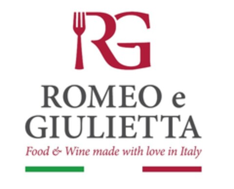 RG Romeo e Giulietta Food & Wine made with love in Italy Logo (EUIPO, 10/18/2018)