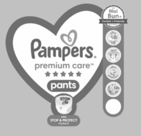 PAMPERS PREMIUM CARE PANTS NEW STOP & PROTECT POCKET MAI BUN Logo (EUIPO, 19.04.2022)
