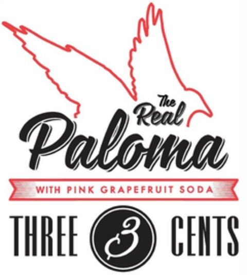 The Real Paloma WITH PINK GRAPEFRUIT SODA THREE CENTS Logo (EUIPO, 13.07.2023)