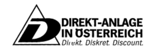 D DIREKT-ANLAGE IN ÖSTERREICH Direkt. Diskret. Discount. Logo (EUIPO, 07/02/1998)