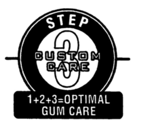 STEP 3 CUSTOM CARE 1 + 2 + 3 = OPTIMAL GUM CARE Logo (EUIPO, 10/17/2001)