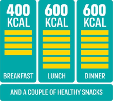 400 KCAL BREAKFAST 600 KCAL LUNCH 600 KCAL DINNER AND A COUPLE OF HEALTHY SNACKS Logo (EUIPO, 08/28/2018)