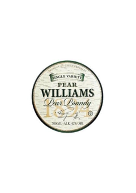 PRODUCT OF CZECH REPUBLIC SINGLE VARIETY PEAR WILLIAMS Pear Brandy Logo (EUIPO, 06/03/2020)