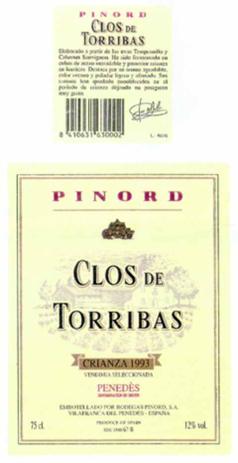 CLOS DE TORRIBAS Logo (EUIPO, 15.04.1997)