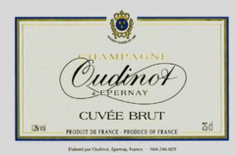 CHAMPAGNE Oudinot à EPERNAY CUVÉE BRUT MAISON FONDÉE EN 1889 Logo (EUIPO, 28.05.2010)
