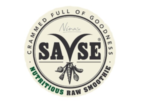 NINA'S SAVSE CRAMMED FULL OF GOODNESS NUTRITIOUS RAW SMOOTHIE Logo (EUIPO, 20.05.2014)