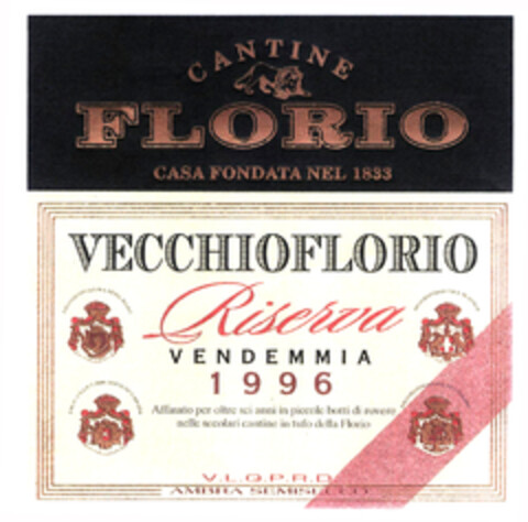 VECCHIOFLORIO Riserva VENDEMMIA 1996 CANTINE FLORIO CASA FONDATA NEL 1833 Logo (EUIPO, 24.02.2003)