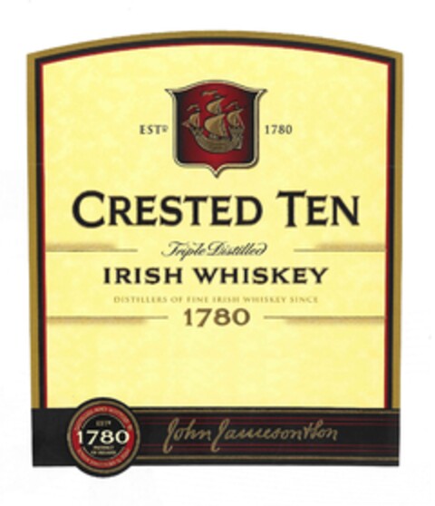 ESTD 1780 CRESTED TEN Triple Distilled IRISH WHISKEY DISTILLERS OF FINE IRISH WHISKEY SINCE 1780 John Jameson & Son Logo (EUIPO, 04.10.2013)