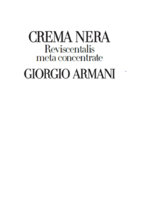 CREMA NERA REVISCENTALIS META CONCENTRATE GIORGIO ARMANI Logo (EUIPO, 23.04.2020)