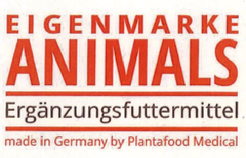Eigenmarke Animals Ergänzungsfuttermittel made in Germany by Plantfood Medical Logo (EUIPO, 02.10.2020)