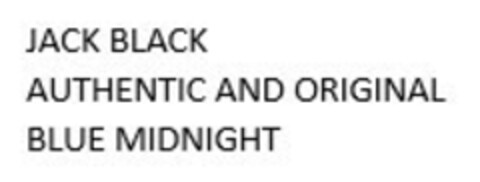 JACK BLACK AUTHENTIC AND ORIGINAL BLUE MIDNIGHT Logo (EUIPO, 04/04/2022)