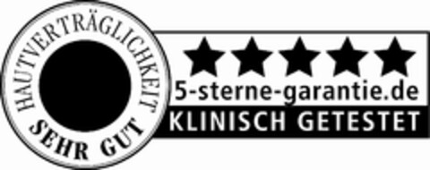 HAUTVERTRÄGLICHKEIT SEHR GUT 5-sterne-garantie.de KLINISCH GETESTET Logo (EUIPO, 03/04/2011)