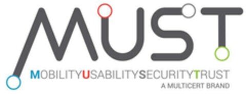 MUST MOBILITYUSABILITYSECURITYTRUST A MULTICERT BRAND Logo (EUIPO, 10.04.2019)