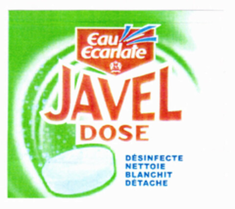 Eau Ecarlate JAVEL DOSE DÉSINFECTE NETTOIE BLANCHIT DÉTACHE Logo (EUIPO, 03.04.2002)