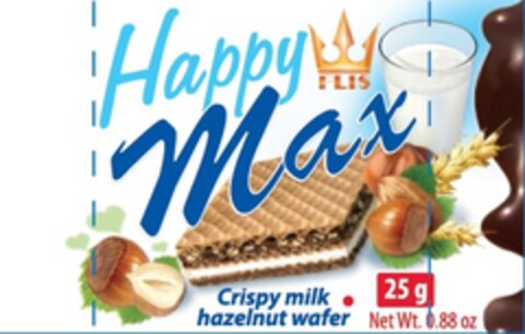 Happy FLIS Max Crispy milk hazelnut wafer Logo (EUIPO, 06/18/2015)