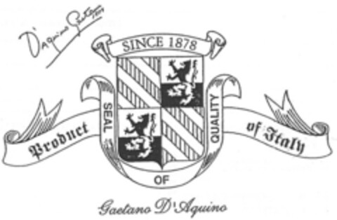 Gaetano D'Aquino, Product of Italy, Seal of Quality since 1878. Logo (EUIPO, 14.12.2015)