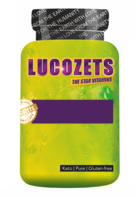FOR THE HUMANITY FROM THE ERARTH WITH LOVE LUCOZETS THE STAR VITAMINS Pharma COZETS QUALITY Keto Pure Gluten-free Logo (EUIPO, 12/08/2022)