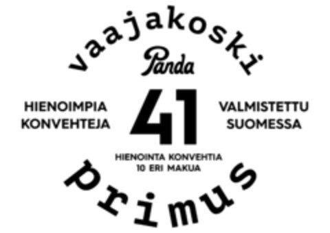 VAAJAKOSKI PANDA PRIMUS HIENOIMPIA KONVEHTEJA VALMISTETTU SUOMESSA 41 HIENOINTA KONVEHTIA 10 ERI MAKUA Logo (EUIPO, 21.06.2021)