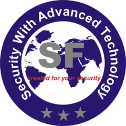 SECURITY WITH ADVANCED TECHNOLOGY SF CREATED FOR YOUR SECURITY Logo (EUIPO, 12/14/2011)